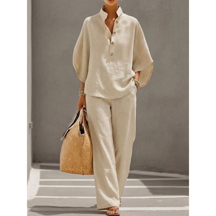 Ensemble Femme - Haut à Manches Ballon et Pantalon Large