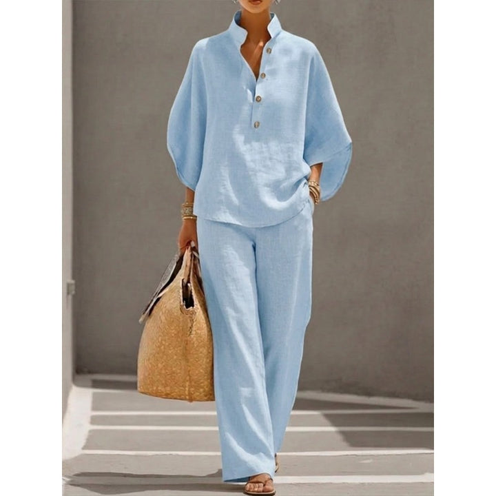 Ensemble Femme - Haut à Manches Ballon et Pantalon Large