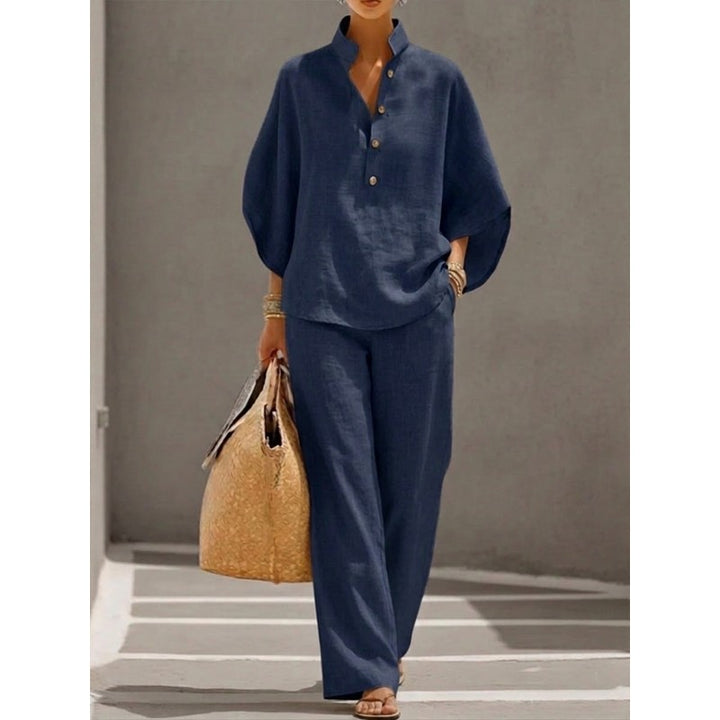 Ensemble Femme - Haut à Manches Ballon et Pantalon Large