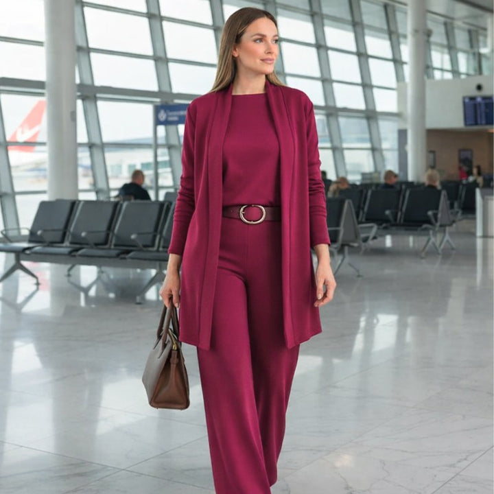 Ensemble femme élégant - Cardigan long et pantalon large