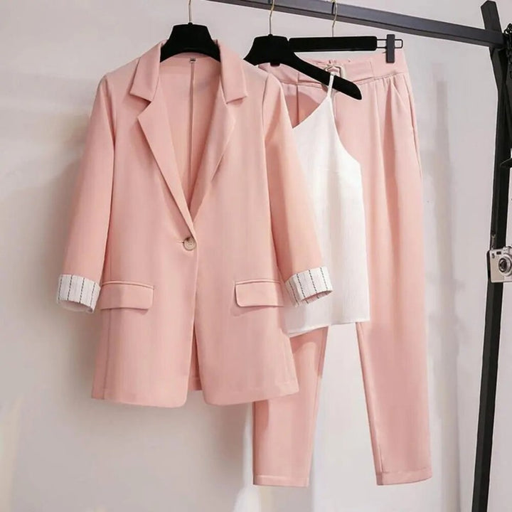 Ensemble Trois Pièces Femme Blazer Cintré et Pantalon