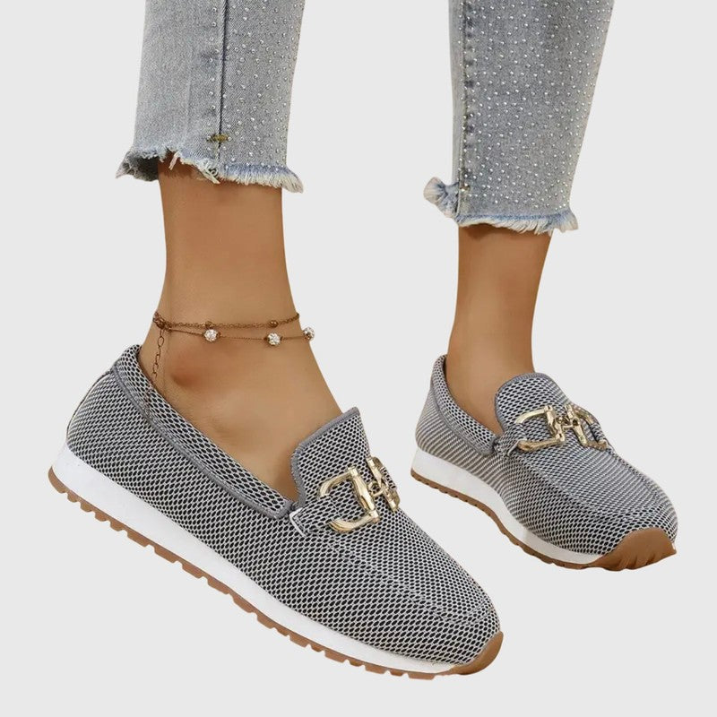 Loafers femme à empiècement métallique - Silhouette sans lacets
