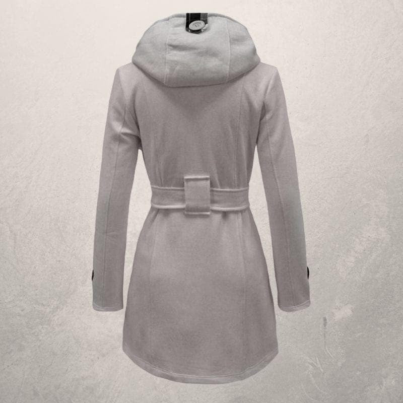 Manteau à capuche ceinturé pour femme - Double boutonnage