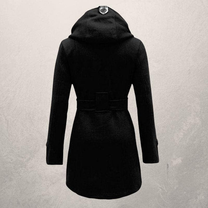 Manteau à capuche ceinturé pour femme - Double boutonnage