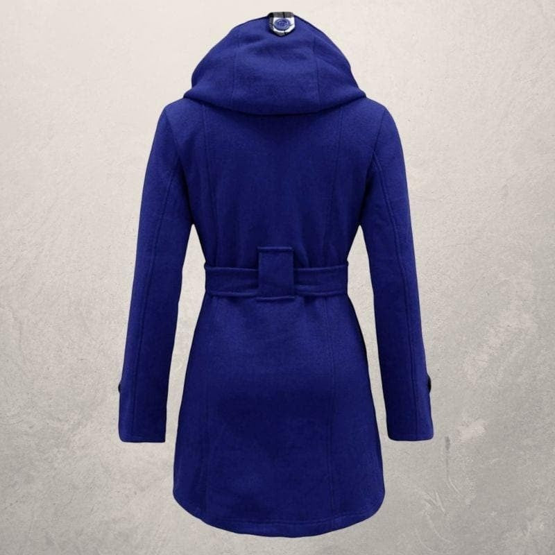 Manteau à capuche ceinturé pour femme - Double boutonnage