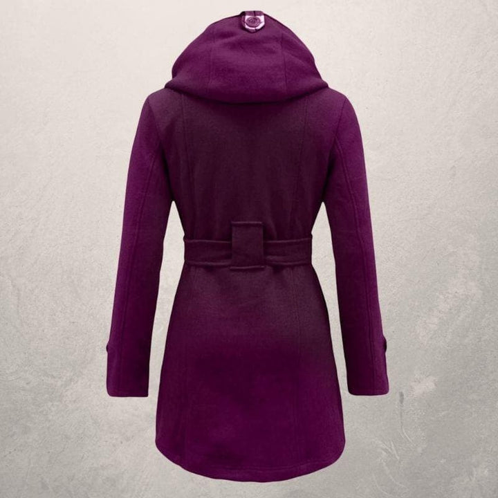 Manteau à capuche ceinturé pour femme - Double boutonnage