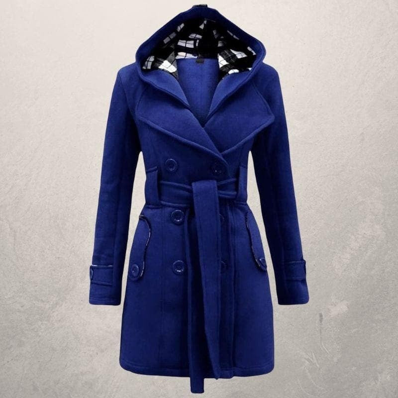 Manteau à capuche ceinturé pour femme - Double boutonnage