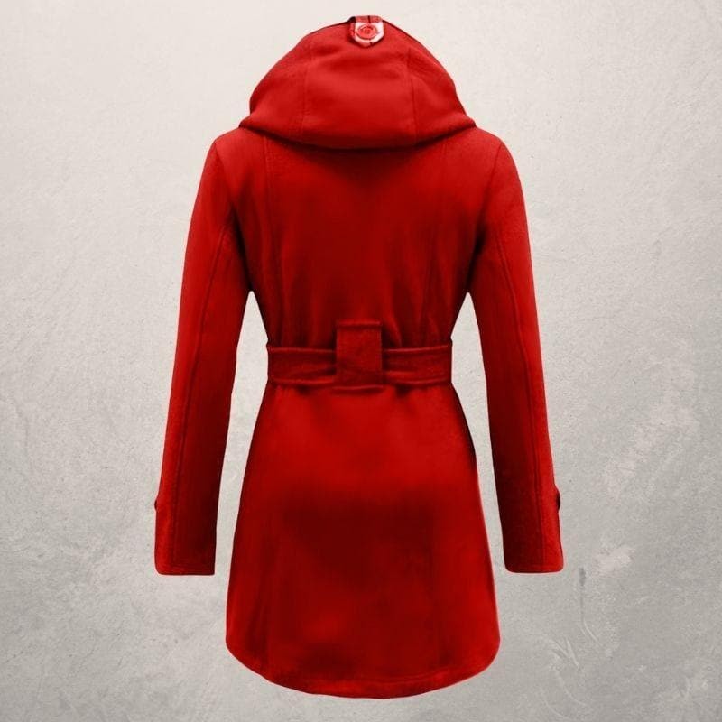 Manteau à capuche ceinturé pour femme - Double boutonnage