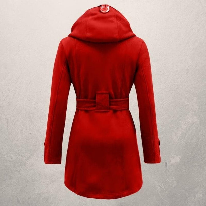 Manteau à capuche ceinturé pour femme - Double boutonnage
