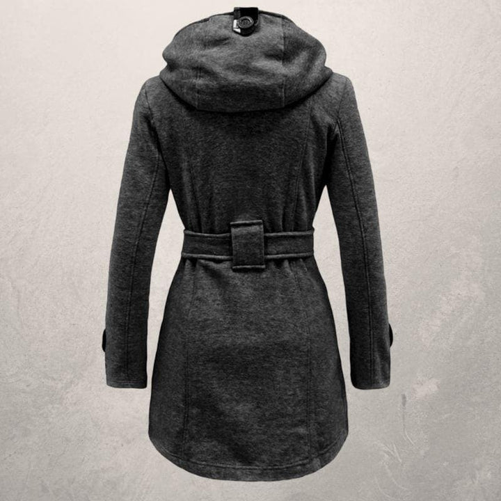 Manteau à capuche ceinturé pour femme - Double boutonnage
