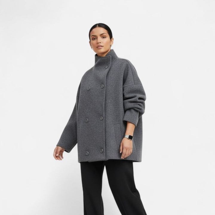 Manteau court oversize pour femme - Col structuré