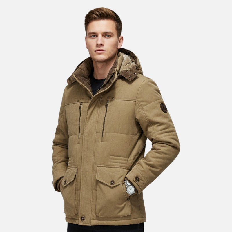 Manteau d'hiver matelassé à capuche pour homme