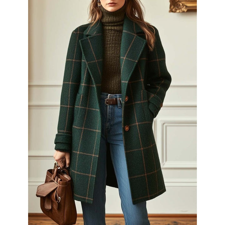 Manteau femme à carreaux - Coupe droite