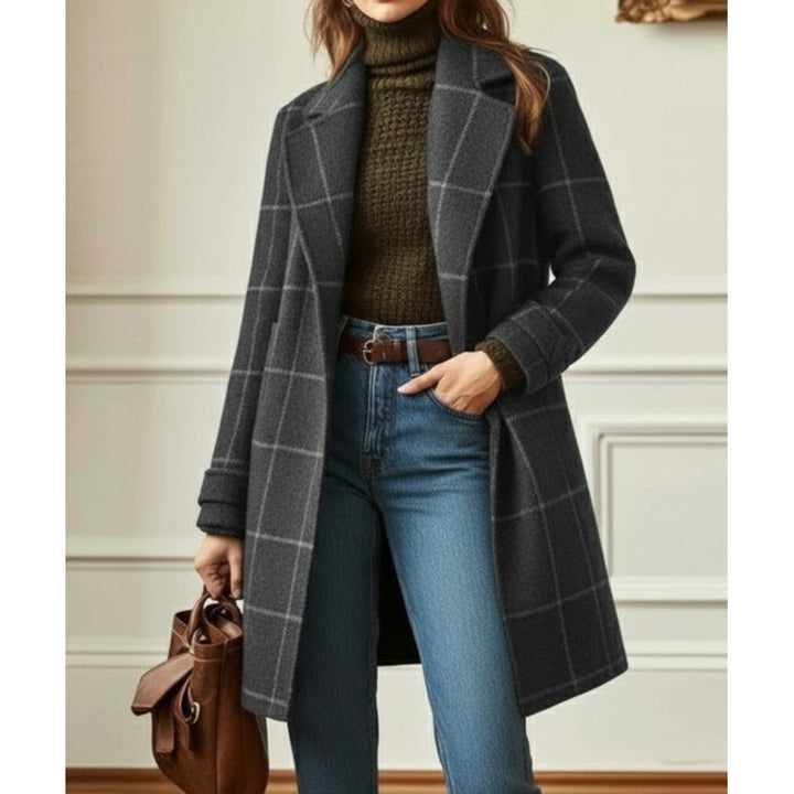 Manteau femme à carreaux - Coupe droite