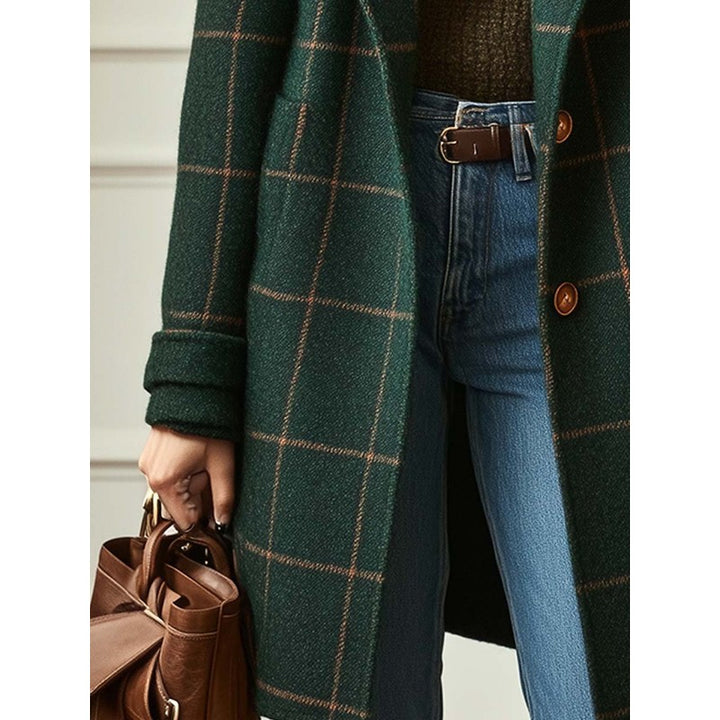 Manteau femme à carreaux - Coupe droite