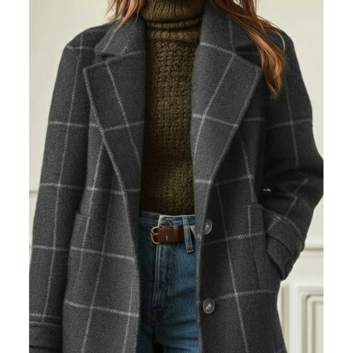 Manteau femme à carreaux - Coupe droite