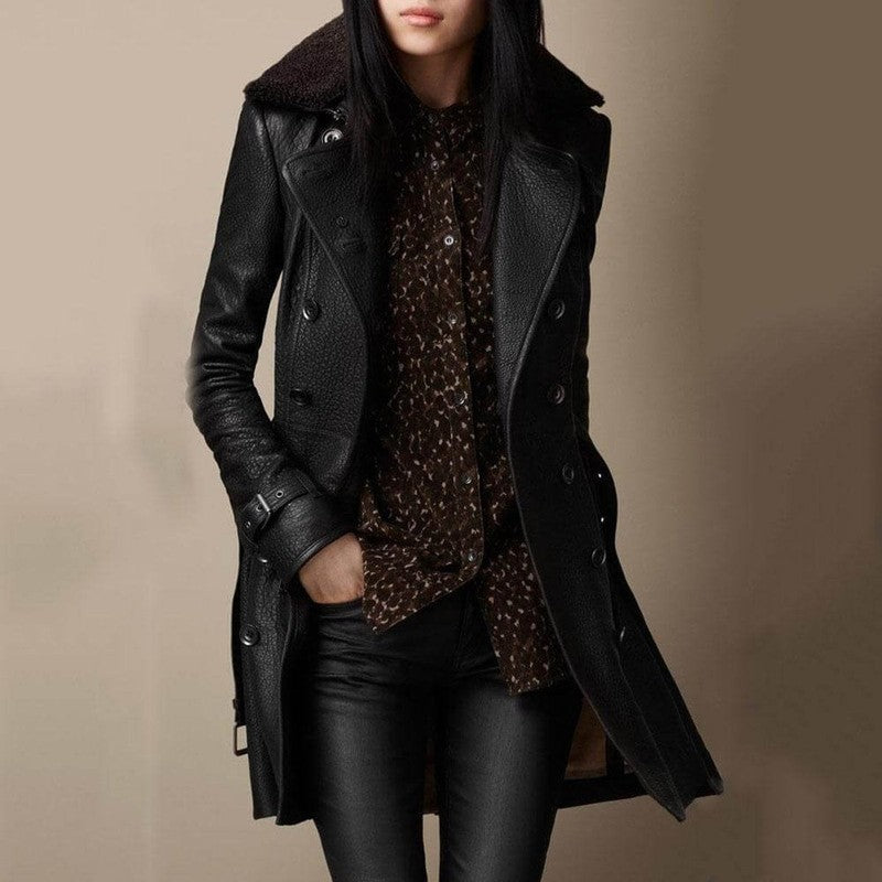 Manteau femme à double boutonnage - Col