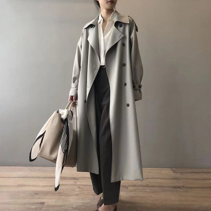 Manteau long double boutonnage pour femme - Coupe décontractée
