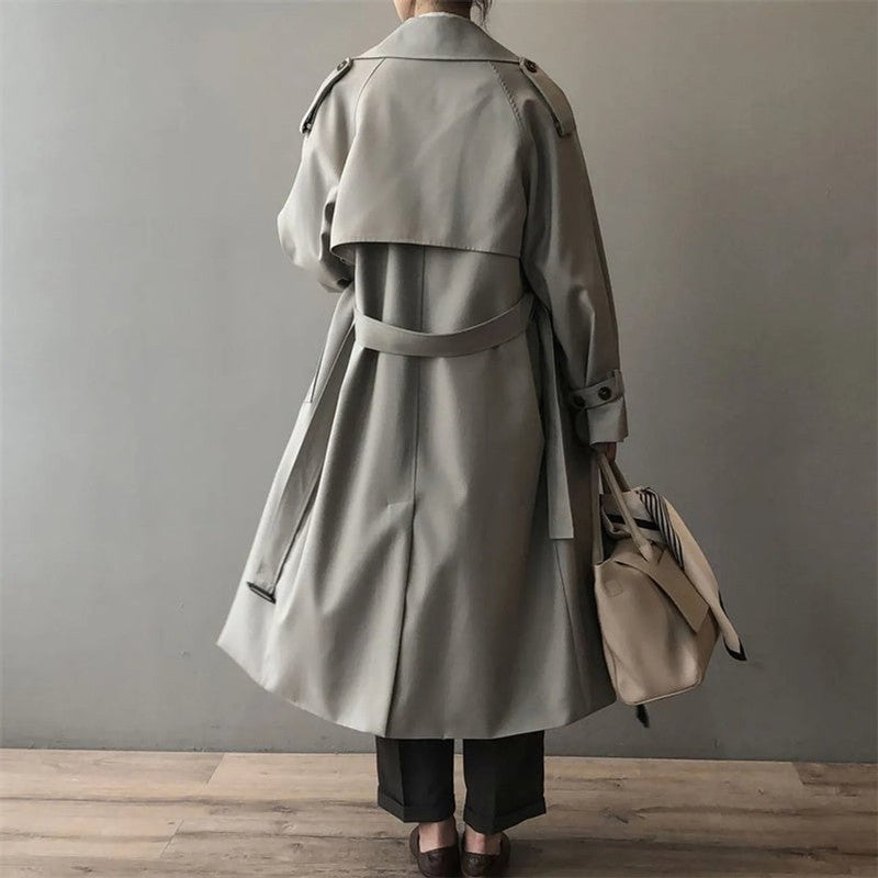 Manteau long double boutonnage pour femme - Coupe décontractée