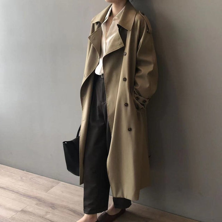 Manteau long double boutonnage pour femme - Coupe décontractée