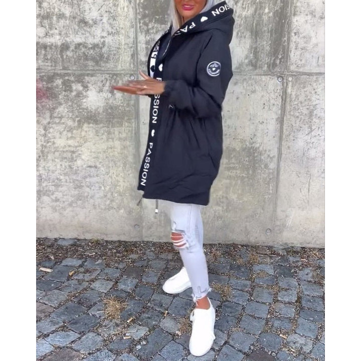 Manteau parka mi-long à capuche et cordon ajustable - Femme