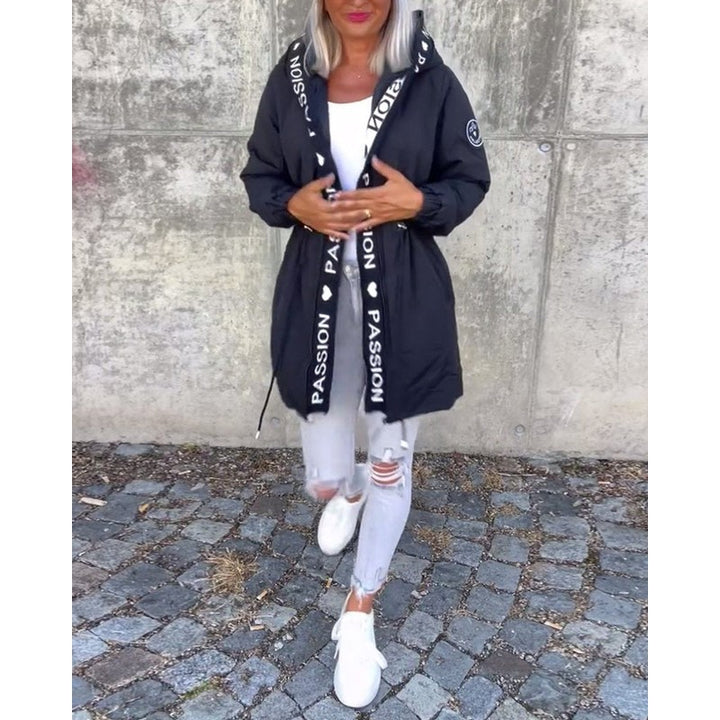 Manteau parka mi-long à capuche et cordon ajustable - Femme