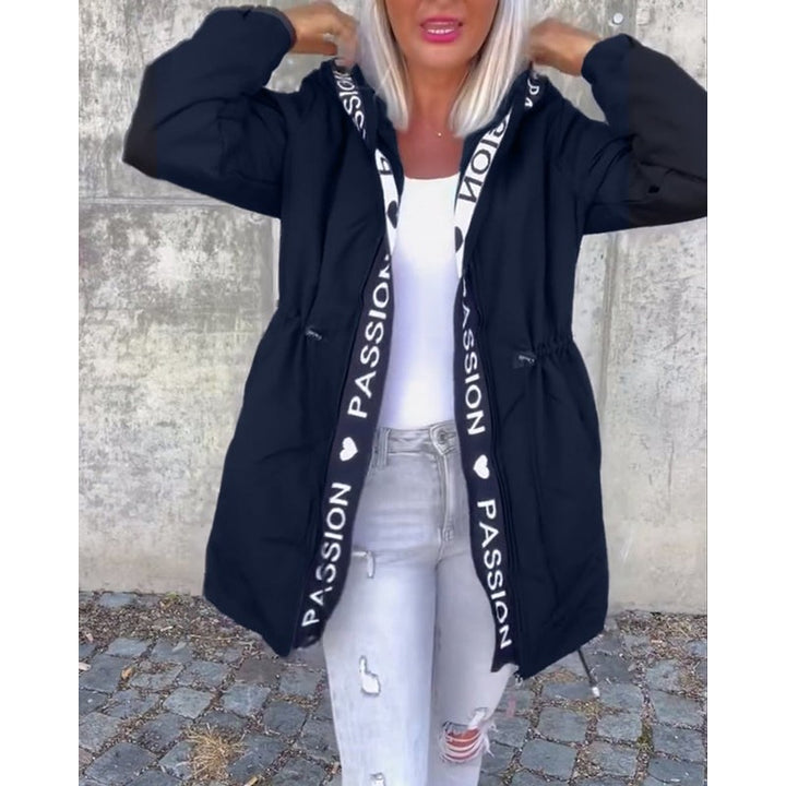Manteau parka mi-long à capuche et cordon ajustable - Femme