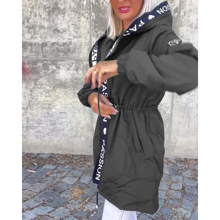 Manteau parka mi-long à capuche et cordon ajustable - Femme