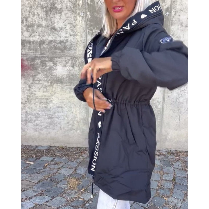 Manteau parka mi-long à capuche et cordon ajustable - Femme