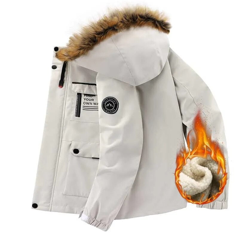 Parka d'hiver avec capuche et col en fausse fourrure