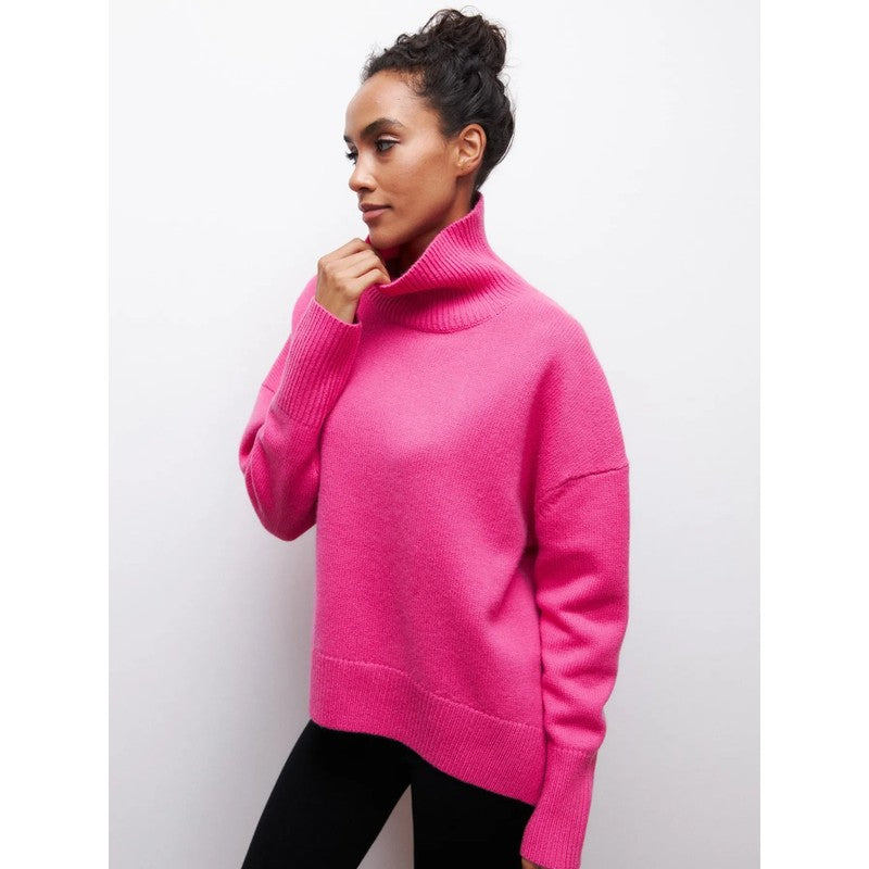 Pull col roulé femme - Coupe oversized à col montant