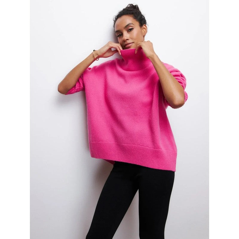 Pull col roulé femme - Coupe oversized à col montant