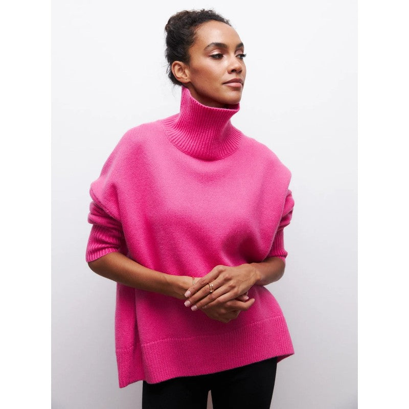 Pull col roulé femme - Coupe oversized à col montant