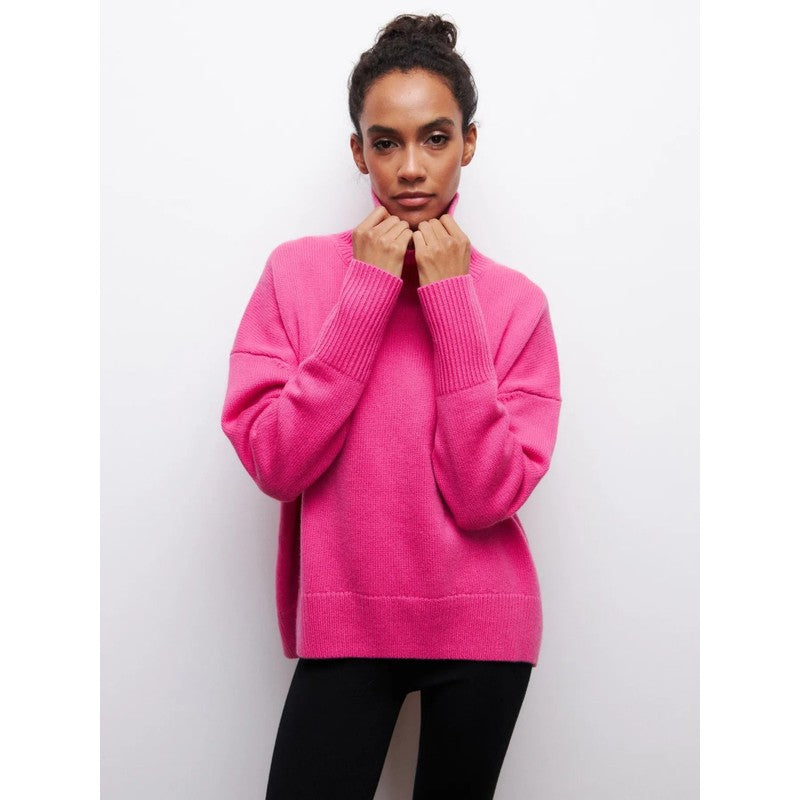 Pull col roulé femme - Coupe oversized à col montant
