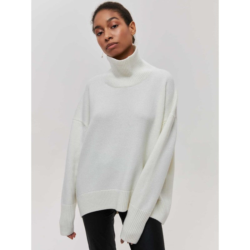 Pull col roulé femme - Coupe oversized à col montant