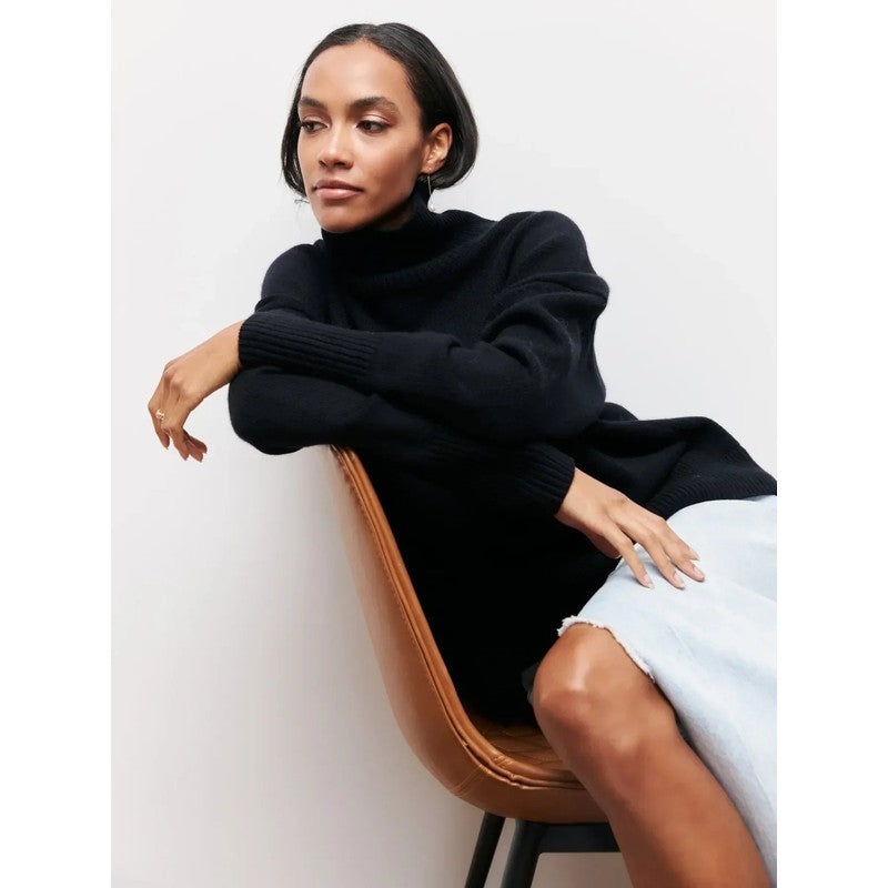 Pull col roulé femme - Coupe oversized à col montant