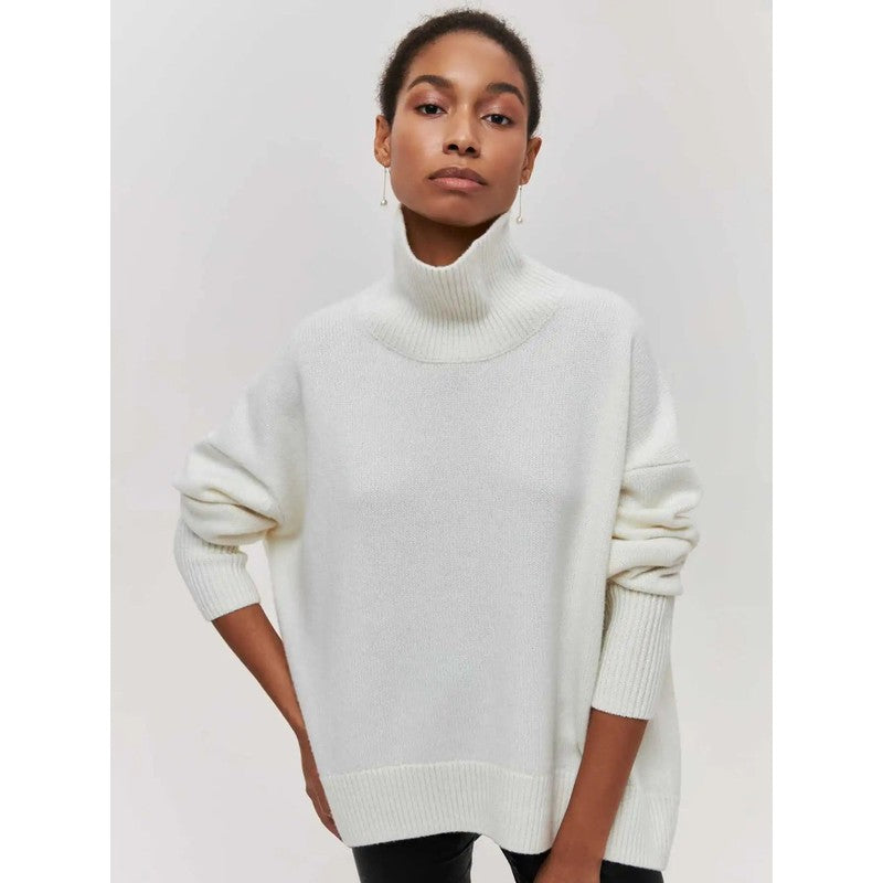 Pull col roulé femme - Coupe oversized à col montant