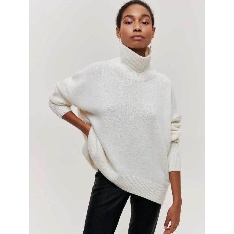 Pull col roulé femme - Coupe oversized à col montant