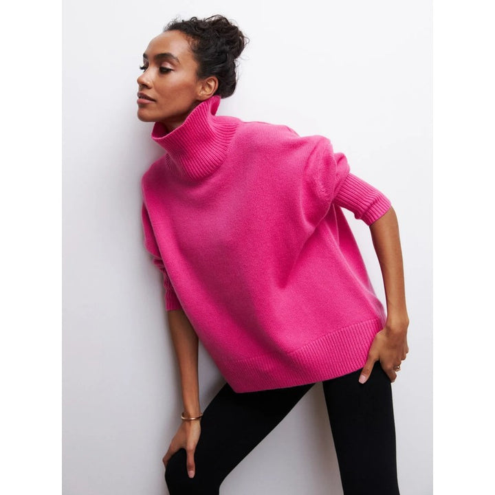 Pull col roulé femme - Coupe oversized à col montant