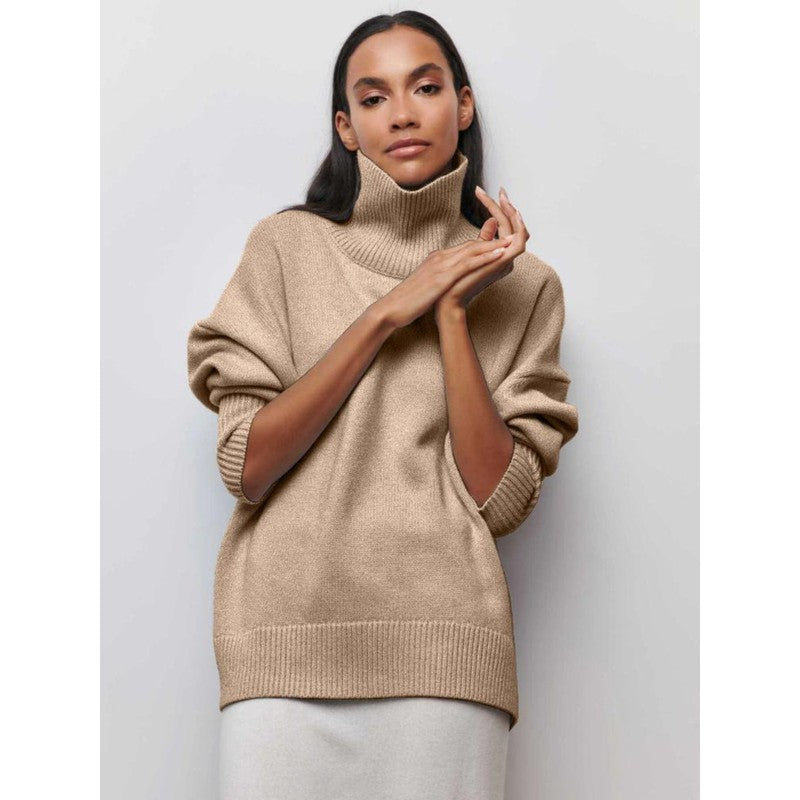 Pull col roulé femme - Coupe oversized à col montant