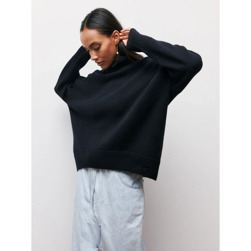 Pull col roulé femme - Coupe oversized à col montant