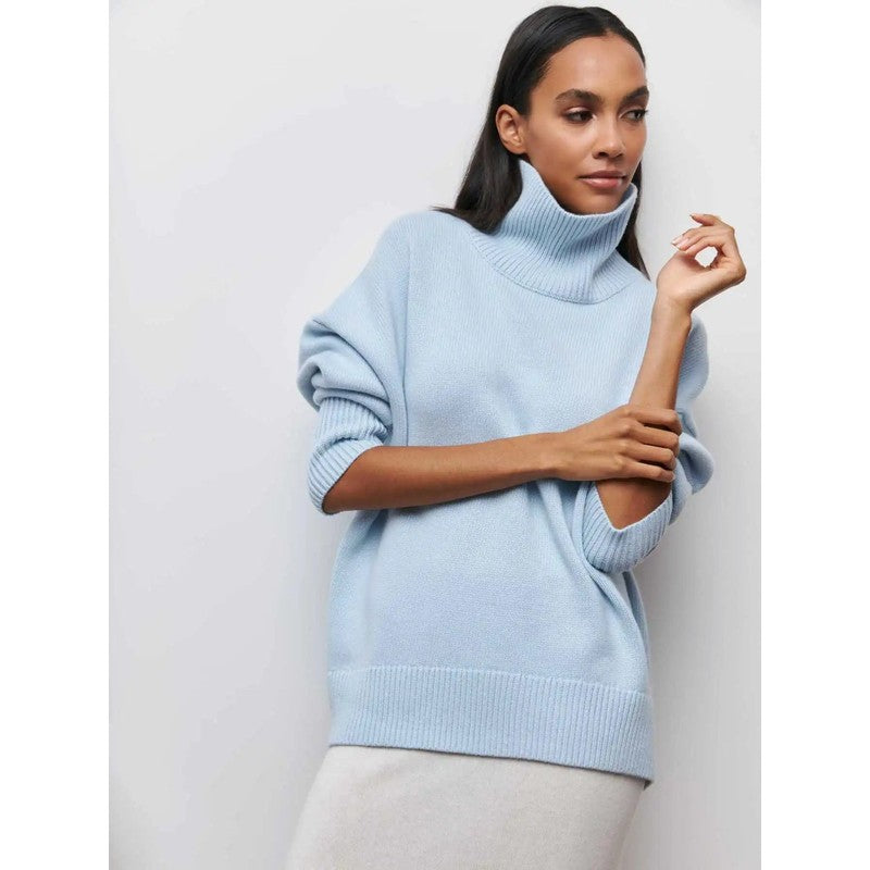 Pull col roulé femme - Coupe oversized à col montant