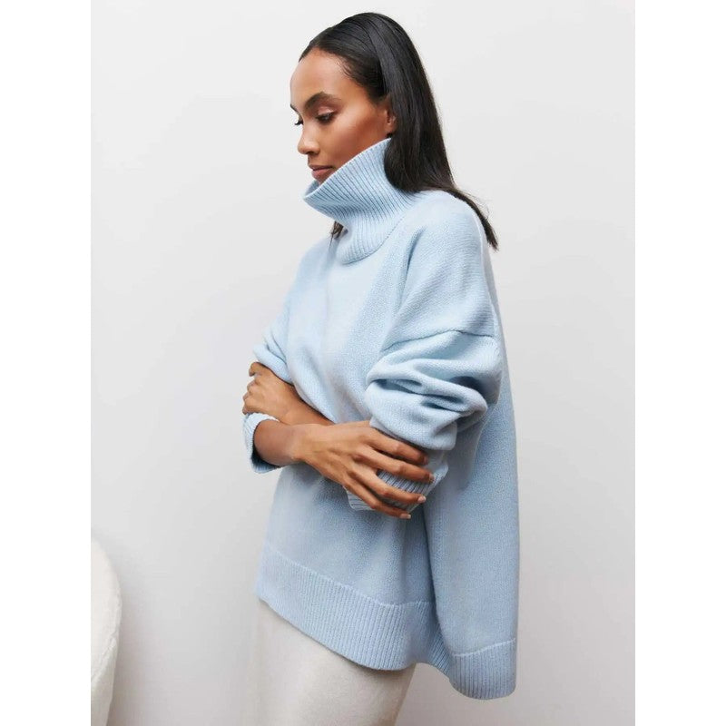 Pull col roulé femme - Coupe oversized à col montant