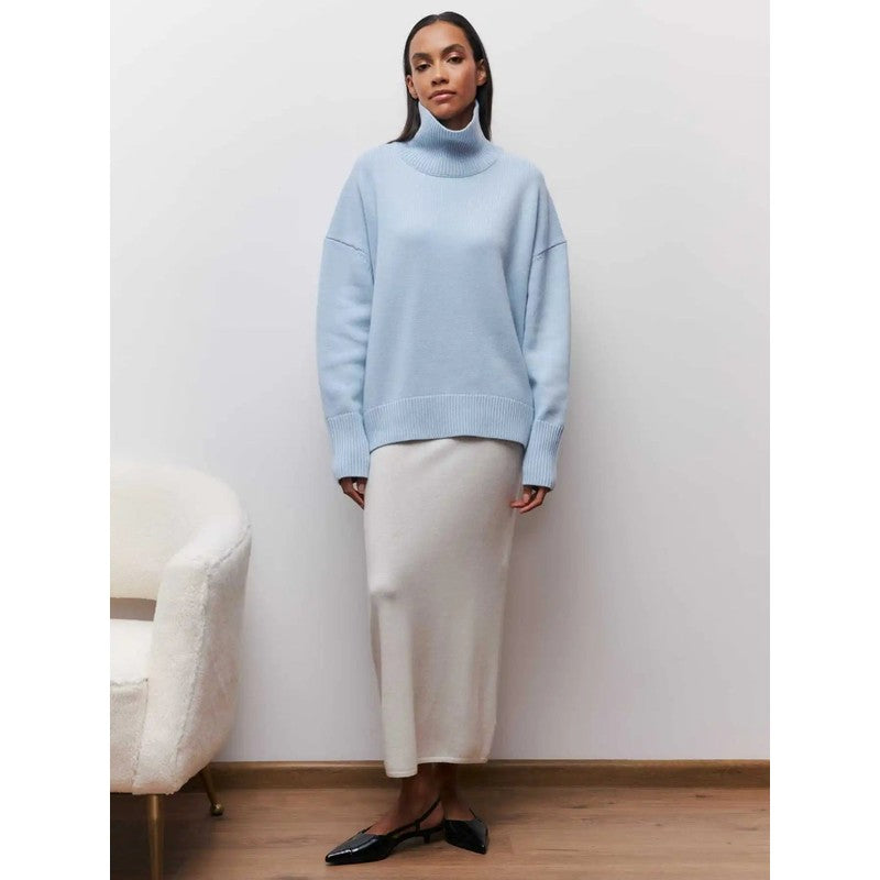 Pull col roulé femme - Coupe oversized à col montant