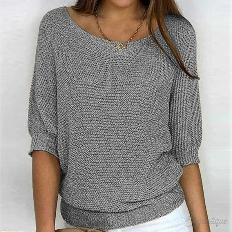 Pull femme à col en V - Manches batwing