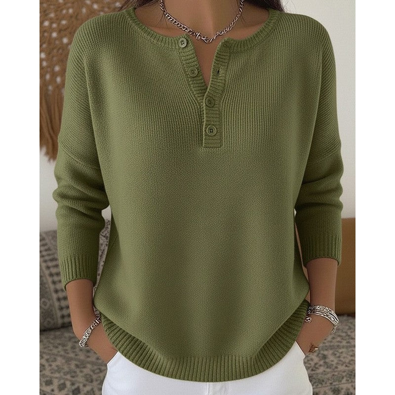 Pull femme à col Henley - Manches longues
