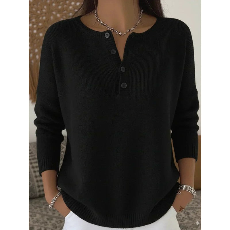 Pull femme à col Henley - Manches longues