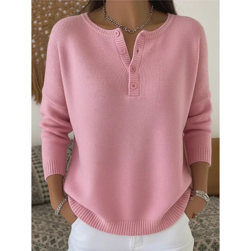 Pull femme à col Henley - Manches longues