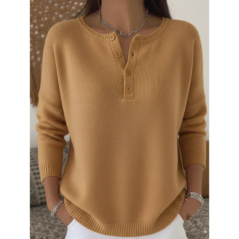 Pull femme à col Henley - Manches longues