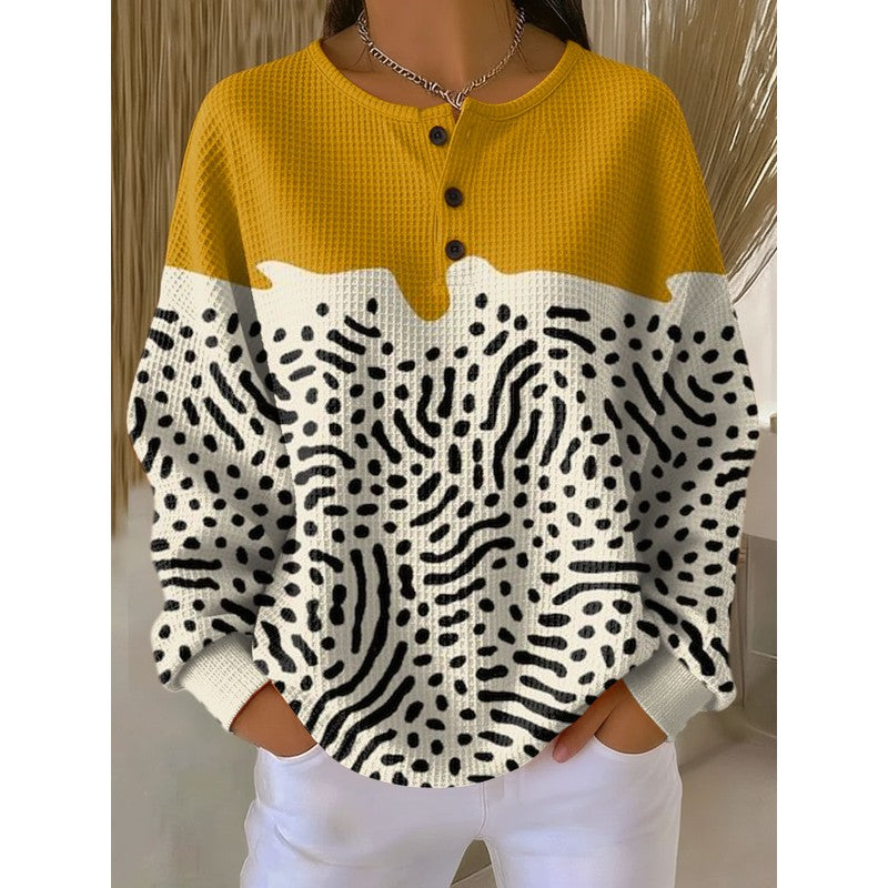 Pull femme à col rond et manches longues - Motif abstrait